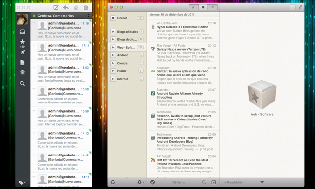Sparrow y Reeder, dos aplicaciones muy atractivas de Mac.