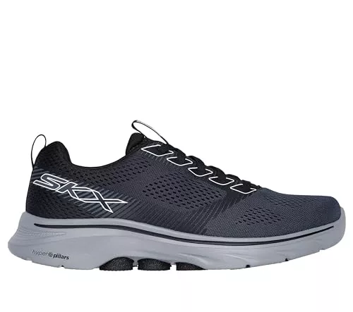 Skechers Go Walk 7 Hahn, Zapatillas Hombre, Black and Gray Textile/Synthetic, 45.5 EU
