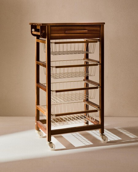 MUEBLE ALMACENAJE MADERA Y METAL RUEDAS