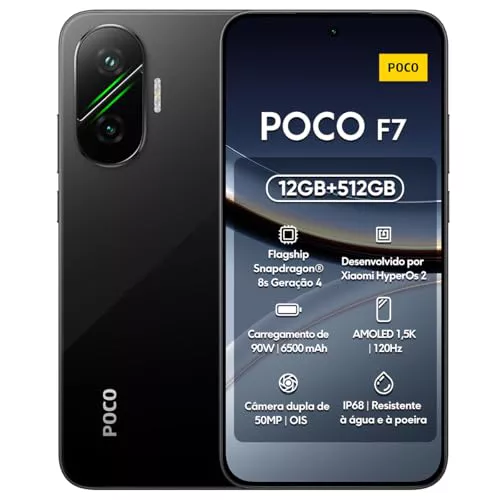 XIAOMI POCO F7 - Smartphone de 12+512GB, Cámara Sony de 50 MP con OIS, Pantalla AMOLED de 6,83'' 1.5K a 120Hz, Snapdragon 8s Gen 4, Hypercharge 90W, Cargador no Incluido, Negro (Versión ES)