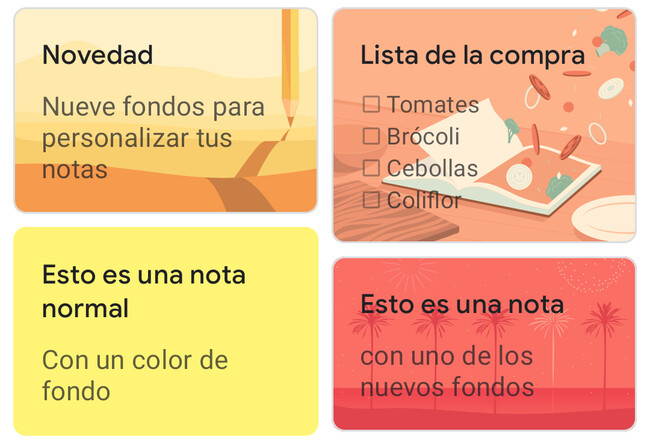 Google Keep Novedad Fondos