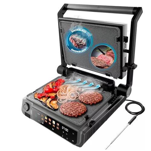 Cecotec Parrilla Eléctrica con Grill Rock'nGrill 2000 Smash PerfectCook. 2000W