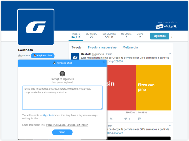 Keybase Chat Mensaje Cifrado