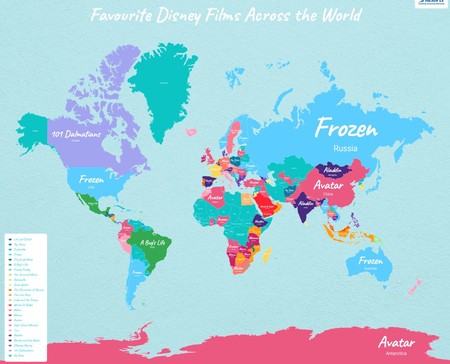 'Frozen' es la película de Disney favorita en buena parte del mundo: así son las preferencias por países de otros clásicos de Disney