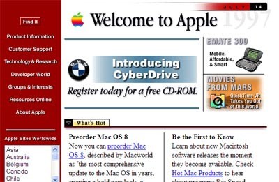 Una visita en el tiempo por la web de Apple