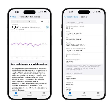 iPhoneのヘルスケアアプリの体温記録