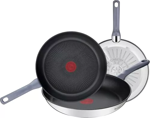 Tefal Daily Cook - Juego de 3 Sartenes 20/24/26 cm, Acero inoxidable