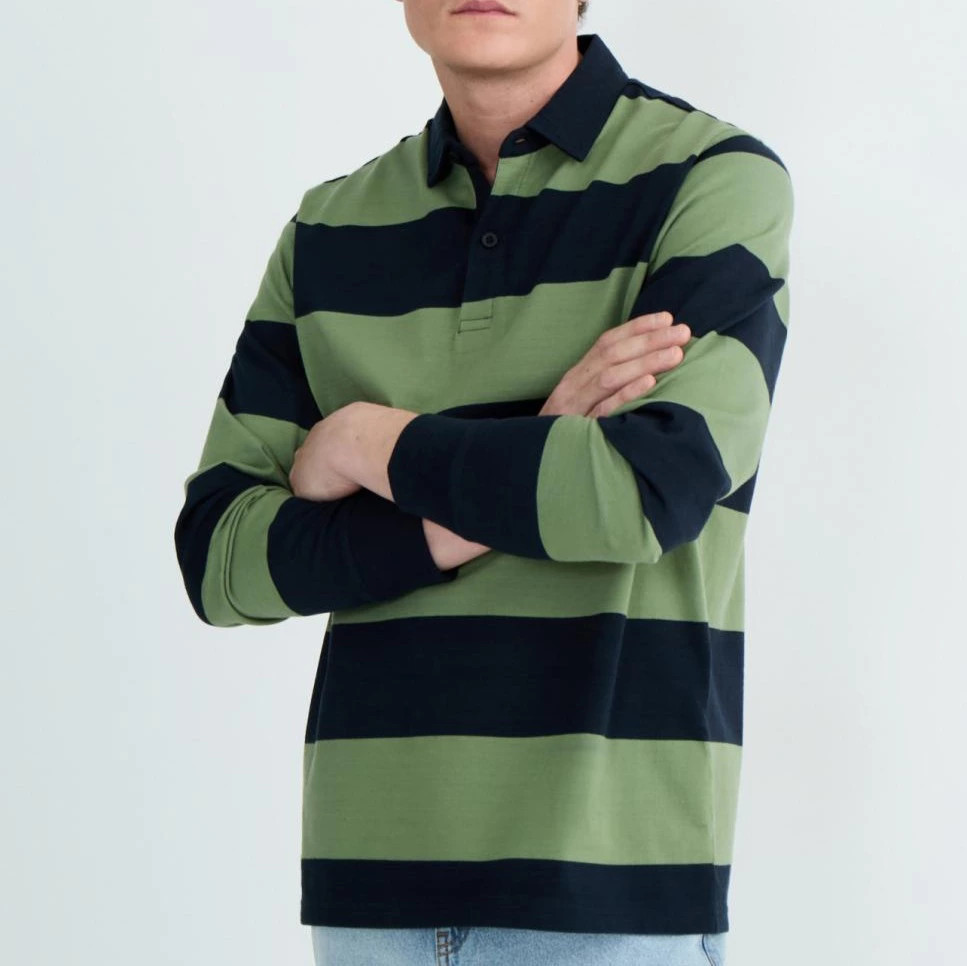 Polo de hombre rugby raya cuello woven
