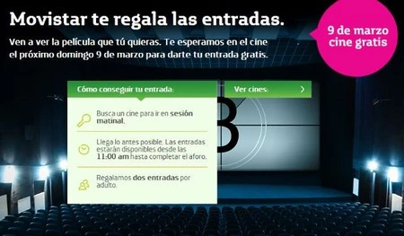 Entradas de cine gratis con Movistar el domingo 9 de marzo 