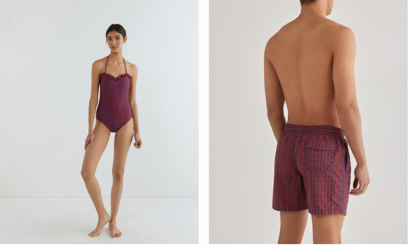 Bañador de mujer y de hombre de print geométrico