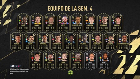 Guía FIFA 22. TOTW: Equipo de la Semana 4, del 13 al 18 de octubre de 2021