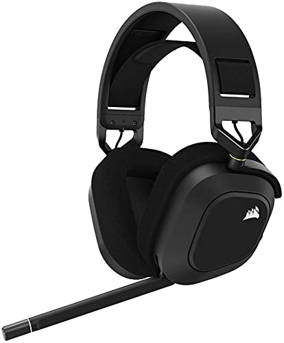 Corsair HS80 RGB WIRELESS Auriculares Inalámbricos Premium para Juegos con Dolby Atmos Audio (Baja Latencia, Micrófono Omnidireccional, Hasta 20 Horas Autonomía, Compatible con PS5/PS4) Carbón