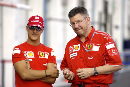 Ross Brawn y Schumacher en su etapa de Ferrari