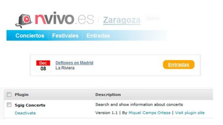 nVivo, plugin de conciertos para Wordpress