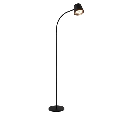 BRILONER - Lámpara de pie LED inalámbrica con tacto, regulable, batería y fuente de luz intercambiables, lámpara de pie recargable, lámpara de lectura, lámpara de pie, 126,5 cm de altura, Negro