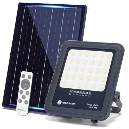 Aigostar Foco proyector LED solar con control remoto