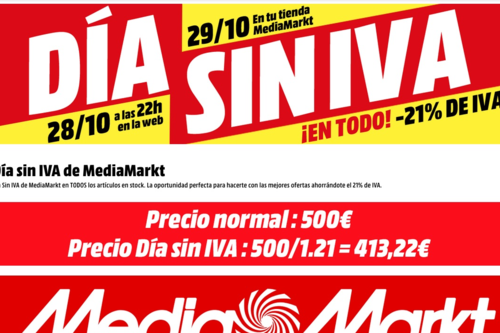 Día Sin IVA en MediaMarkt: ahorra el 21% de IVA en informática, telefonía o televisores