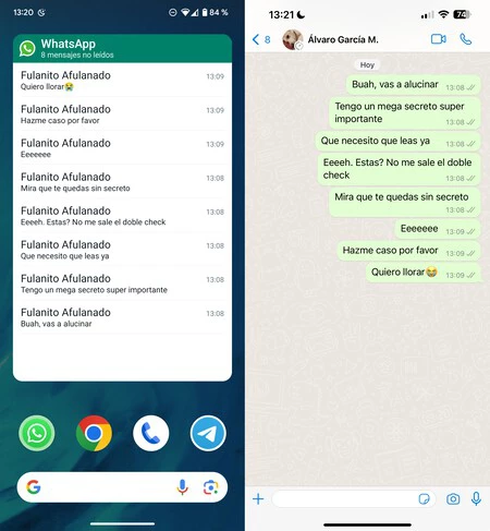 ウィジェット内のメッセージを読むことができ、青いチェックが二重になっていても相手に気づかれることはありません