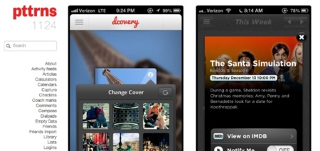 Pttrns, galería de interfaces para iOS. Inspiración 100%