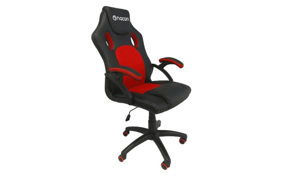 Silla gaming - Nacon PCCH-110, Altura regulable, Class-3, Nylon, Rojo/Negro