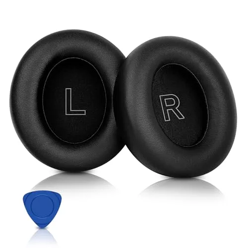 ELZO Almohadillas de Repuesto para Anker Soundcore Life Q30 Q35 Auriculares, Cuero Proteico Más Suave, Aislamiento de Ruido, Espuma Viscoelástica, Grosor Añadido, Negro