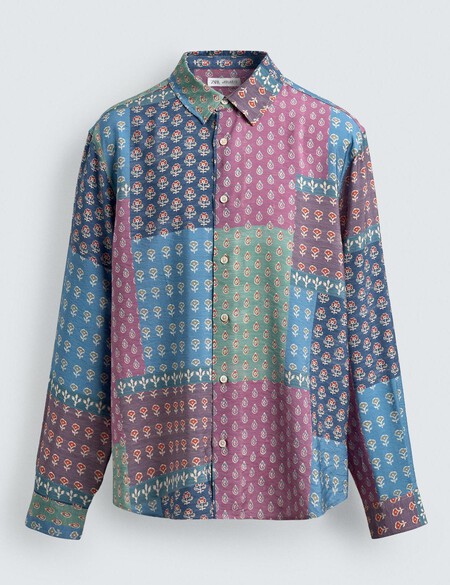 Zara Se Apunta Al Regreso Del Patchwork Con Una Camisa Retro Al Estilo De Los Sesenta Que Es Pura Nostalgia Y Sofisticacion Para El Verano