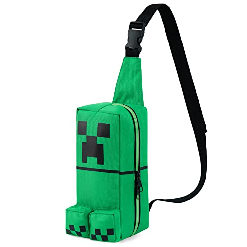 Minecraft Riñonera Niño Bolso Bandolera Creeper Accesorio Merchandising Oficial Riñoneras Viaje para Niños y Adolescentes