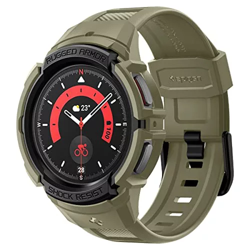 Spigen Funda y Correa Rugged Armor Pro Compatible con Samsung Galaxy Watch 5 Pro 45mm - Caqui Vintage