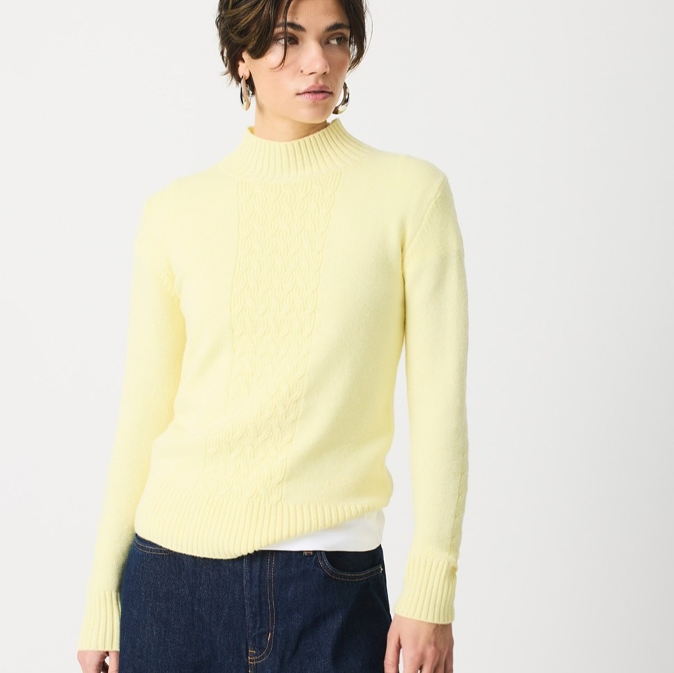 Escorpion - Jersey de mujer trenzado cuello alto.