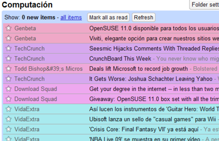 Script de Greasemonkey para darle color a tu Google Reader