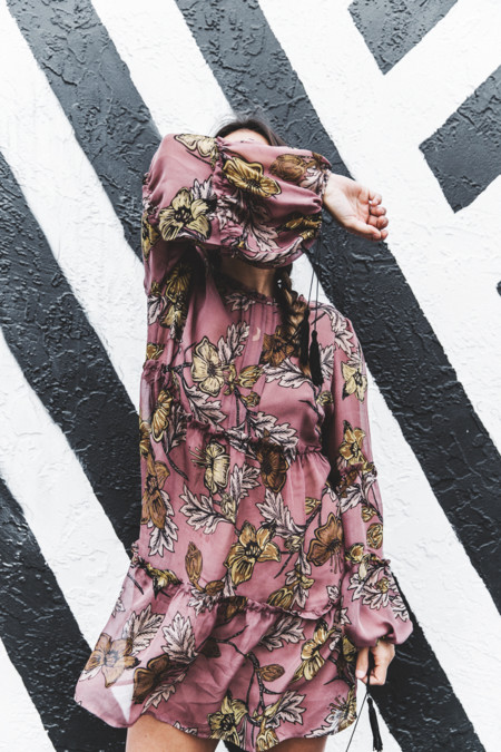 Wynwood Miami Black And White Stripes Wall For Love And Lemons Dress Floral Print Wedges Outfit 14