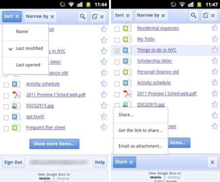 Nueva actualización de Google Docs para navegadores móviles