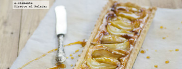 Tarta de peras caramelizadas y almendra. Receta