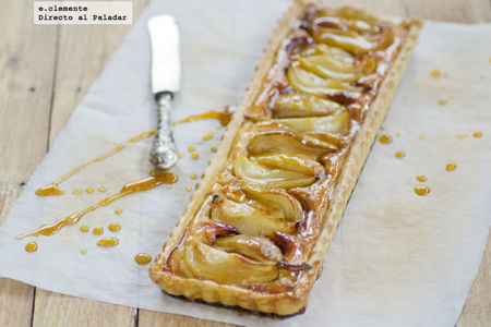 Tarta de peras caramelizadas y almendra. Receta
