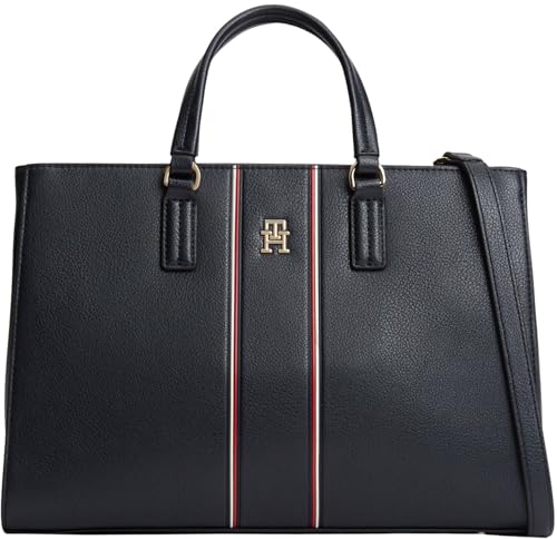 Tommy Hilfiger TH Daily Satchel Corp Aw0aw18644, Bolso de Mano para Mujer, Blue (Space Blue), One Size