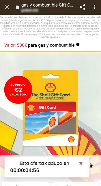 Tarjeta Regalo Shell 500 euros