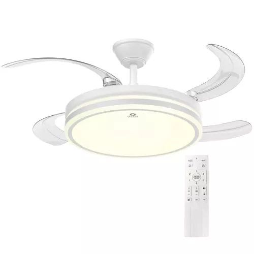 Woox Ventilador de Techo con Luz, 30W Motor DC + 50W Luz con Brillo y CCT Regulable