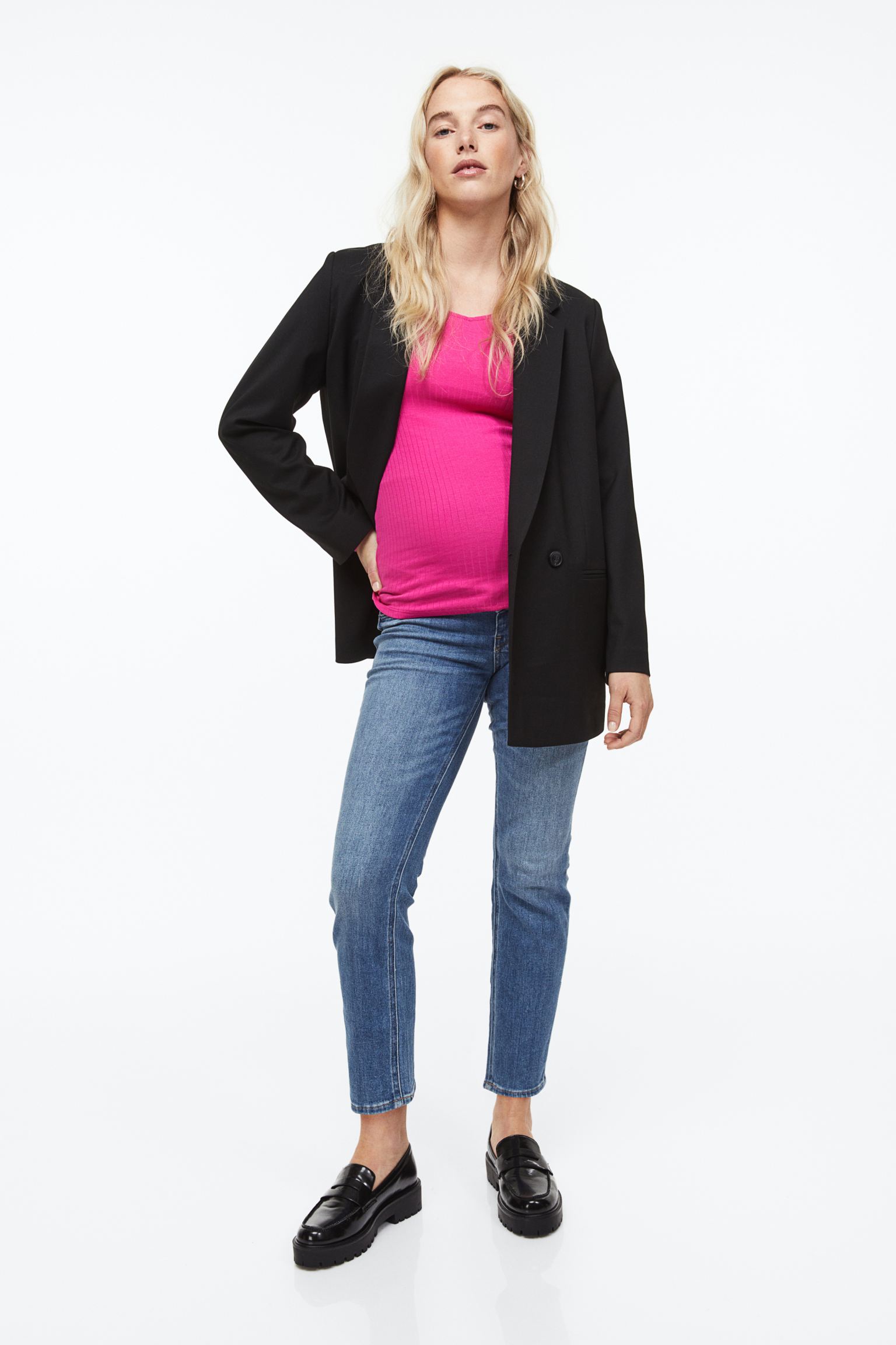 MAMA Slim Straight High Ankle Jeans