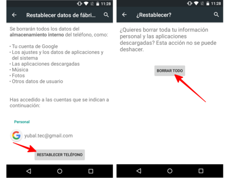 Cómo restablecer de fábrica un móvil Android - formatear y borrar teléfono