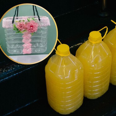 Antes de tirar las garrafas de plástico de agua, aceite o jugo: dales una segunda vida y conviértelas en cestas para organizar tu casa 