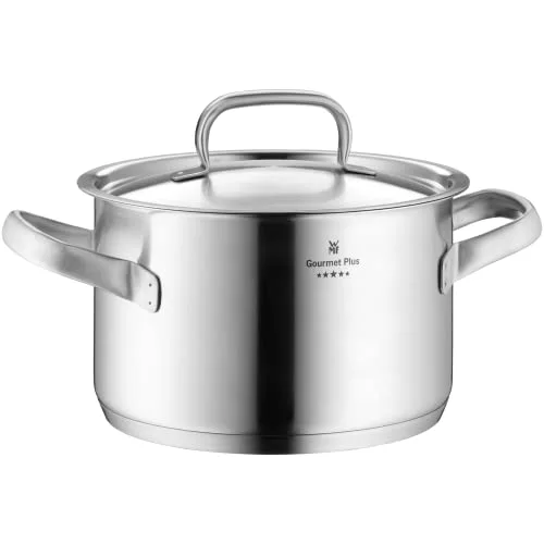 WMF Gourmet Plus - Olla Alta 16 cm Ø de 1,9L Sin Recubrimiento Antiadherente de Acero Inoxidable Cromargan con Tapa Metálica, Apta para Todo Tipo de Cocinas