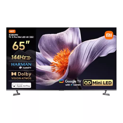 Xiaomi TV S Pro Mini LED 65,Smart TV,Dolby Vision,Dolby Atmos,4k QLED,144Hz,Google TV,HDR 10+,Triple Tuner,DVB T2,MEMC,DTS-X,Harman AudioEFX，Prime Video,Google Assistant,Airplay2