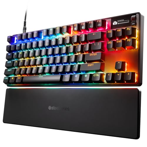 SteelSeries Apex Pro TKL Gen 3 - Teclado Mecanico Gaming - HyperMagnetic Interruptores OmniPoint 3.0 - Accionamiento Ajustable - Rapid Trigger - Preajustes - Rapid Tap - RGB - OLED - US QWERTY