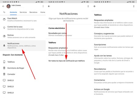 Personalizar Notificaciones Google Assistant