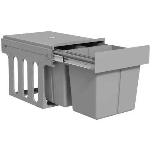 HOMCOM Cubo de Basura bajo Fregadero con 3 Cubos 31L (15L+8Lx2) Gris Claro