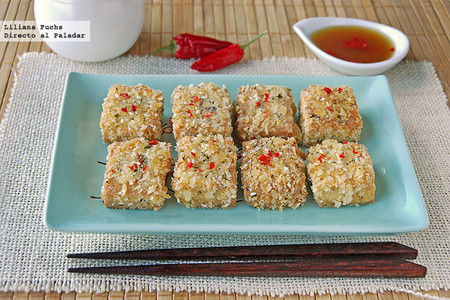 Bocados de tofu crujiente con sésamo. Receta