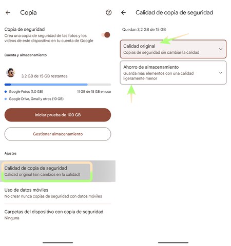 Calidad Copia Seguridad