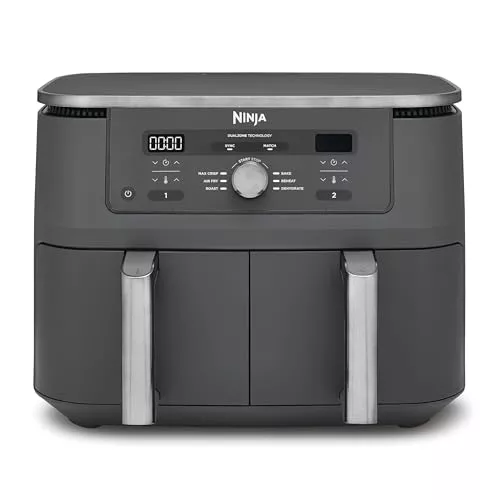 Ninja MAX, Freidora de Aire con 2 Cajones Independientes, 6 Funciones, 9,5L