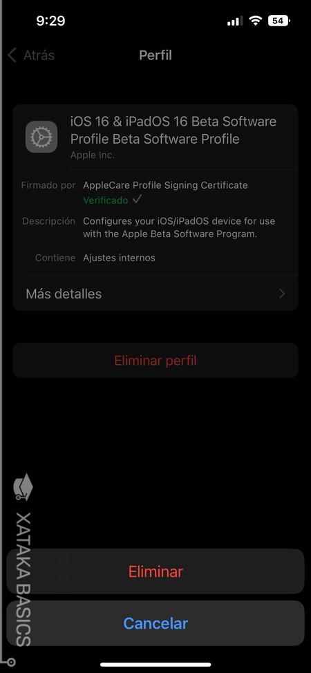 Eliminar Perfil Ios