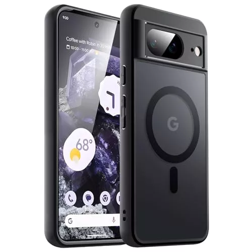 JETech Funda Magnética para Google Pixel 8 6,2 Pulgadas 2023, Compatible con MagSafe, Carcasa Antigolpes Translúcida Mate Respaldo (Obsidiana)